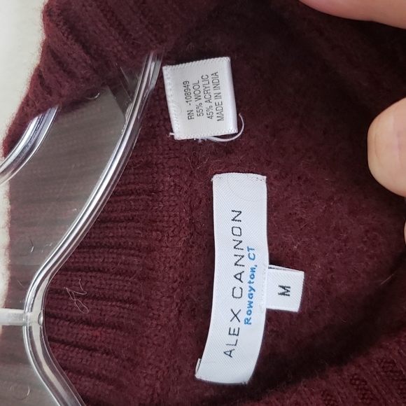 Alex Cannon wool blend mock neck red textured sweated women's size medium - Picture 5 of 6